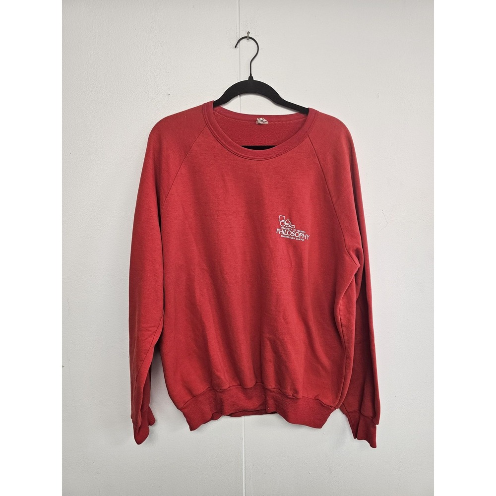 Vintage Philosophy Sweatshirt Mens Large Red University Embroidered Crewneck 90s